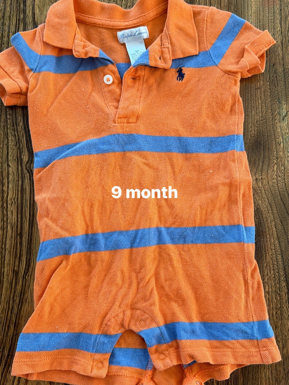 Ralph Lauren Orange and Blue Striped Polo Romper